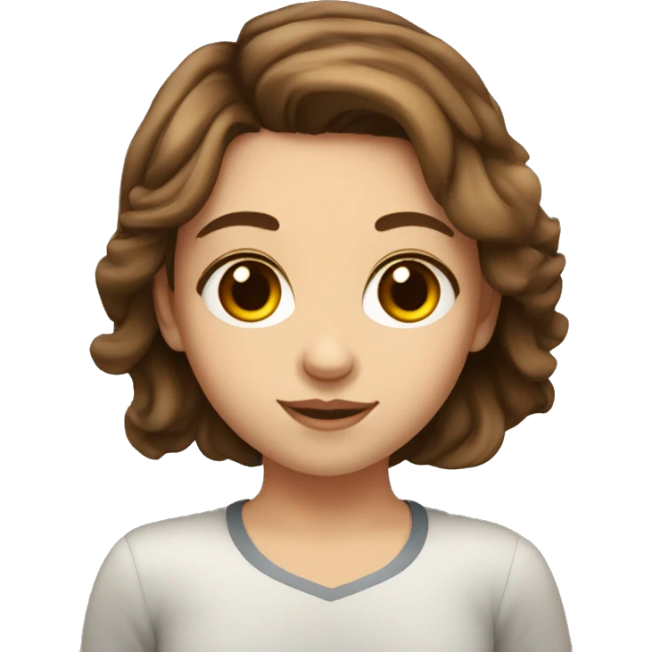 girl with brown hair, brown eyes, fair skin drinks teach  emoji