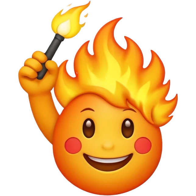 fire emoji with arm behind it behind it emoji
