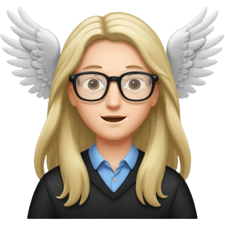 long hair fly with glasses emoji