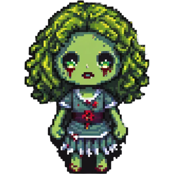zombie girl with curly hair emoji
