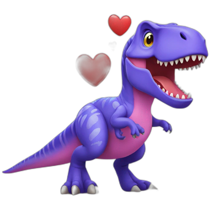 t-rex with hearts emoji