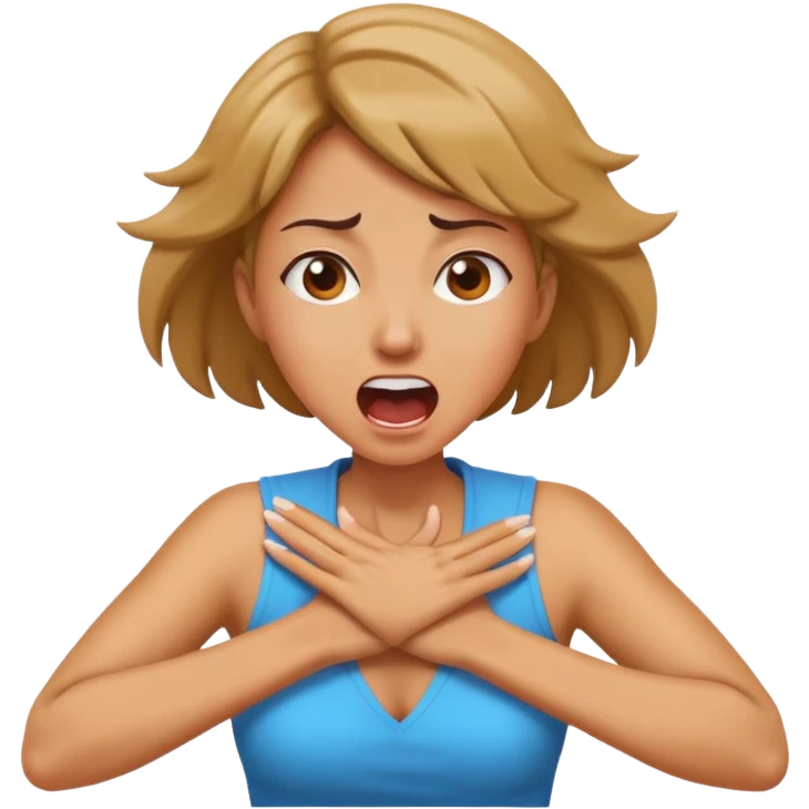 Arms crossed hands around neck screaming woman emoji