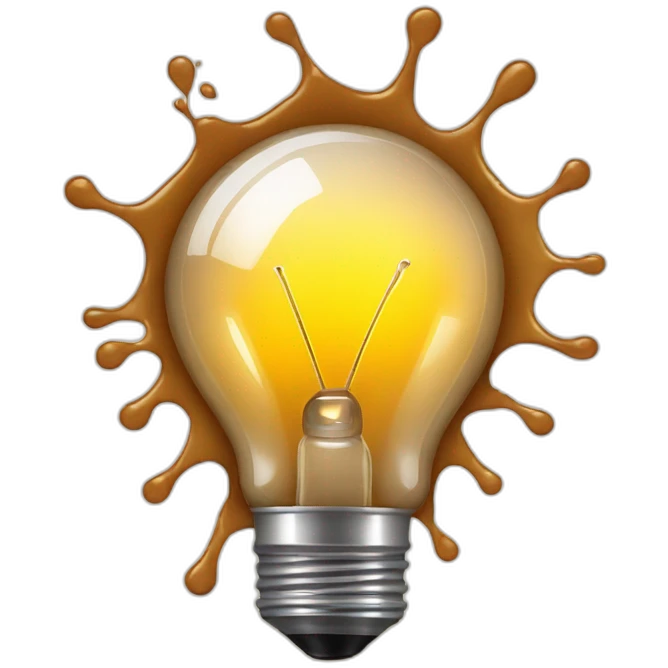 light bulb icon, with coffee splashes around emoji
