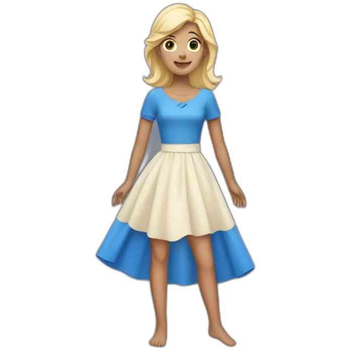 girl with spread arms in a blue blonde dress emoji