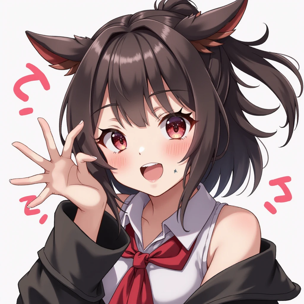 Kuromi character, photorealistic style, winking, playful pose, high detail emoji