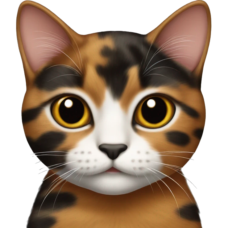 cute tortoiseshell cat with half black half ginger face emoji