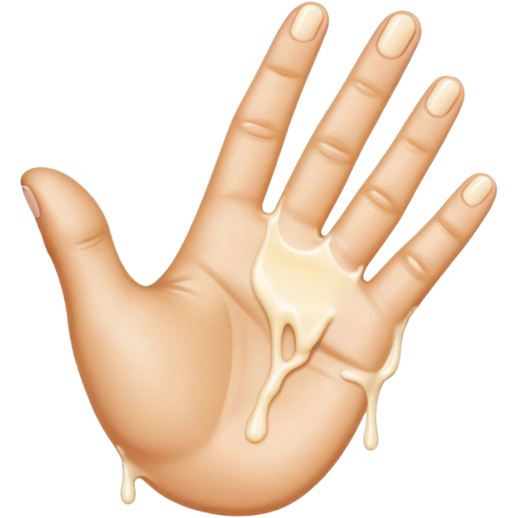 milk dripping directly off palm of hand with 5 fingers emoji
