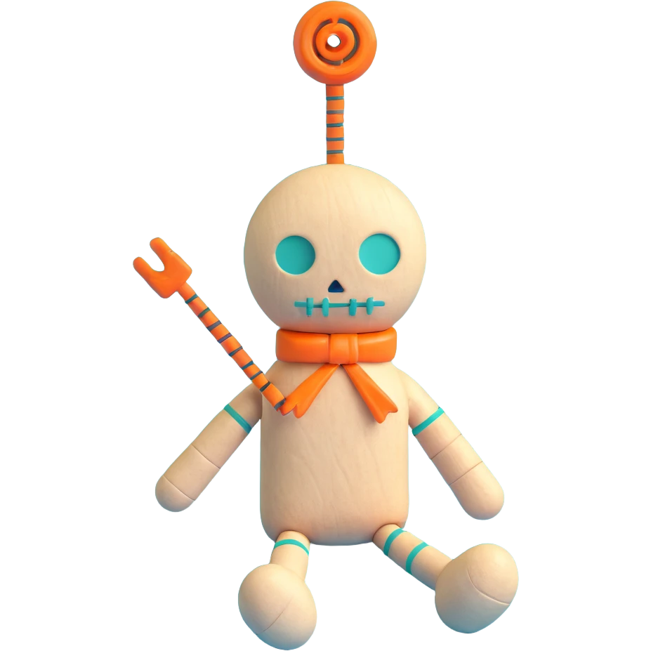 teal and orange voodoo doll emoji
