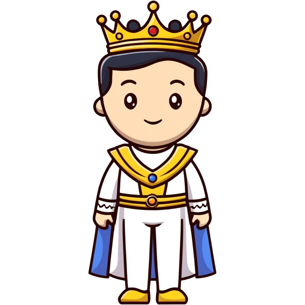 princess man, elegant and regal, wearing a crown and royal attire emoji