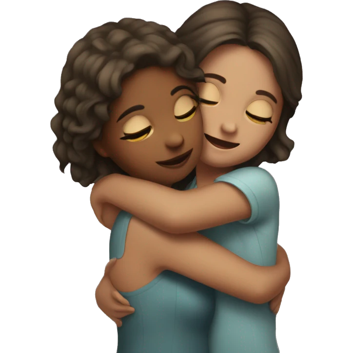 Girl hugs girl, in love emoji