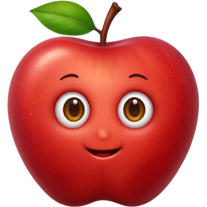 Worm peeking from apple emoji