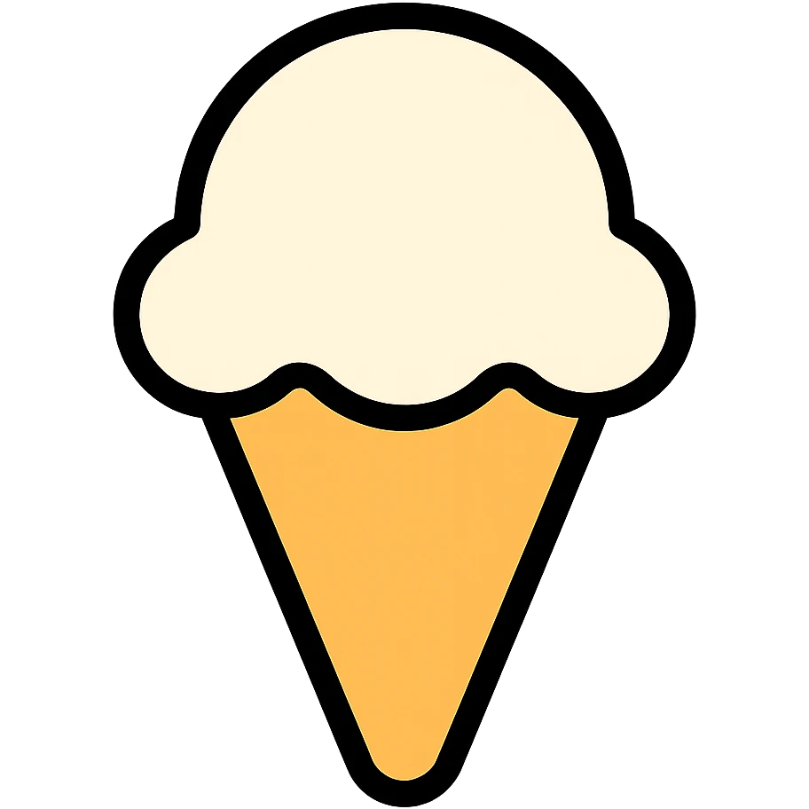 Change the ice cream scoop to vanilla flavor with a creamy off-white color. Keep the modern icon style with clean lines and minimal details, suitable for app or website icon. Remove the background. emoji