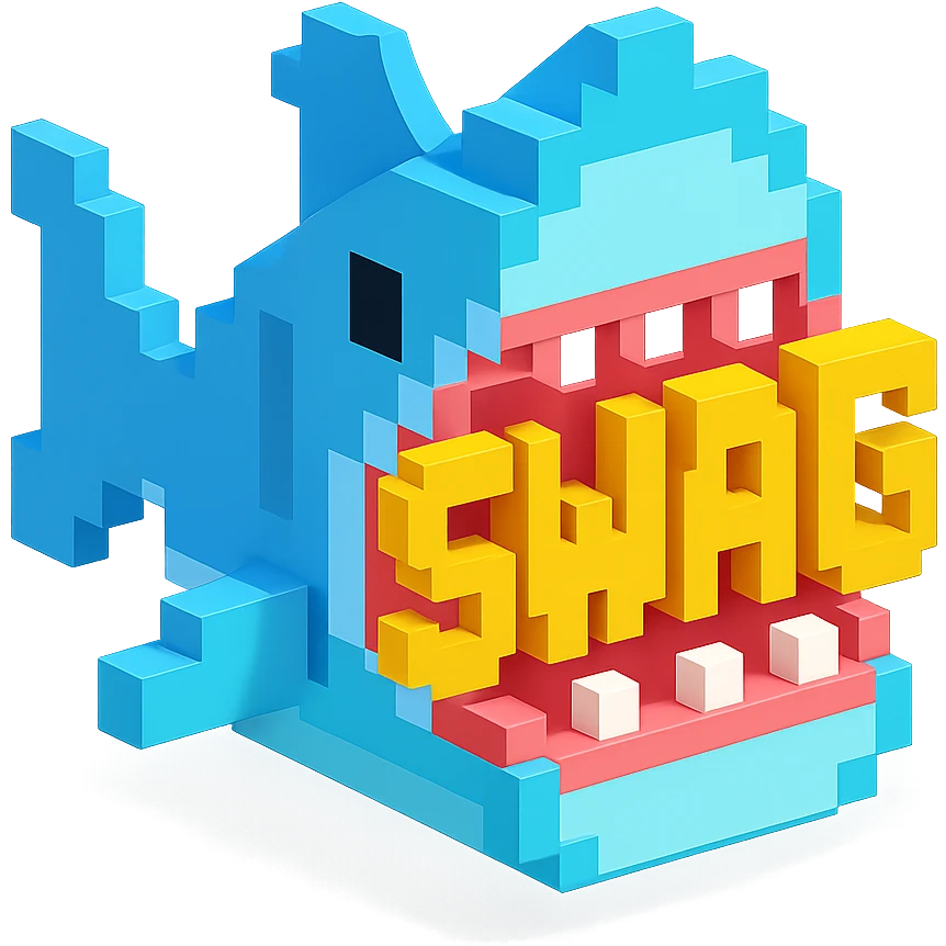 акула в пасти которой надпись SWAG, no background emoji