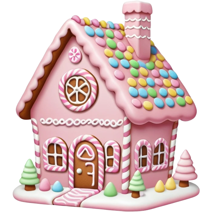 Pastel pink gingerbread house  emoji