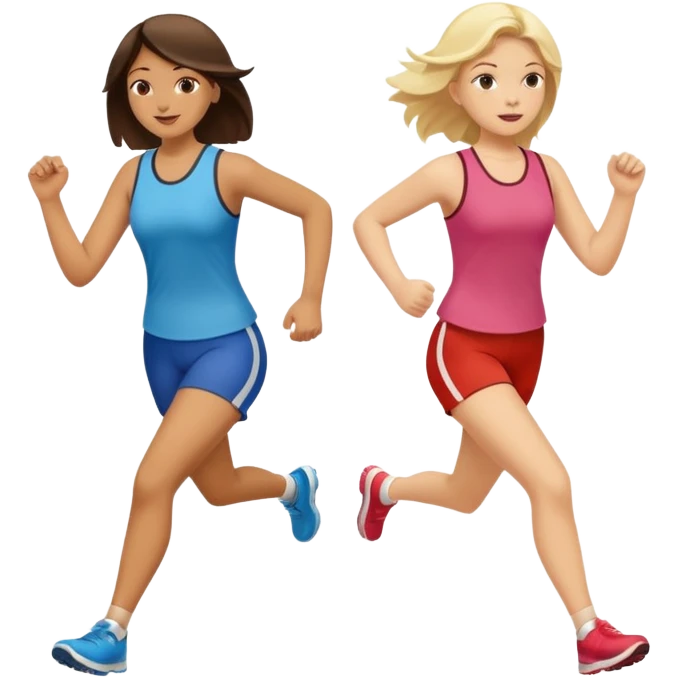 I want 2 women holding hands running in same direction, one is brunette, one is blonde emoji