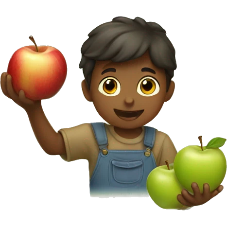 boy picking apples emoji