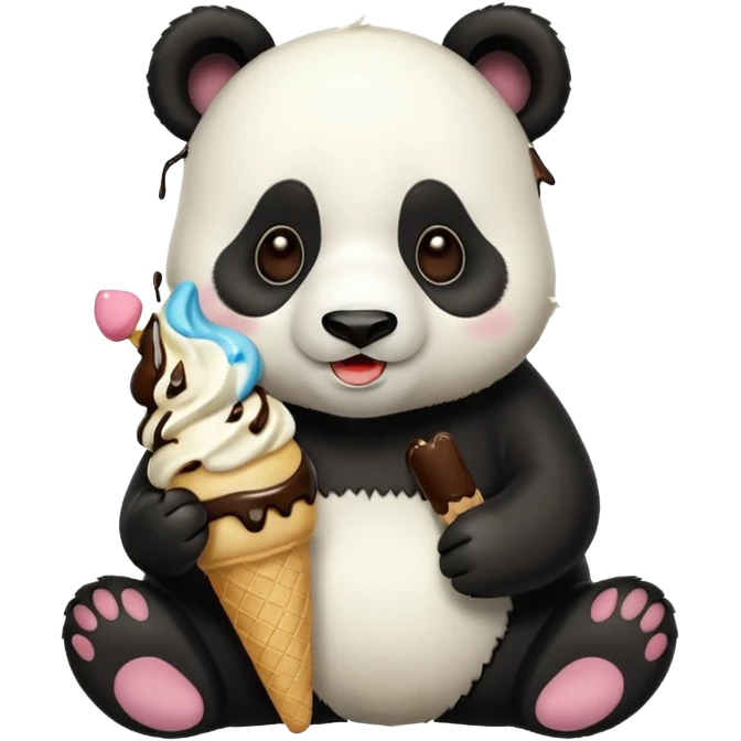 Panda eating ice cream emoji