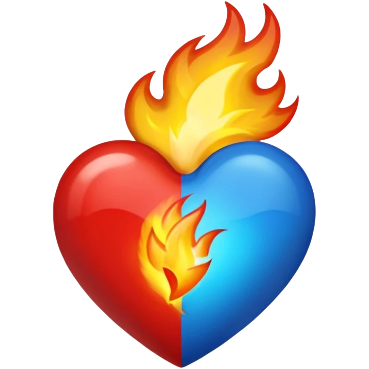 Hazme el corazón rojo con fuego azul emoji