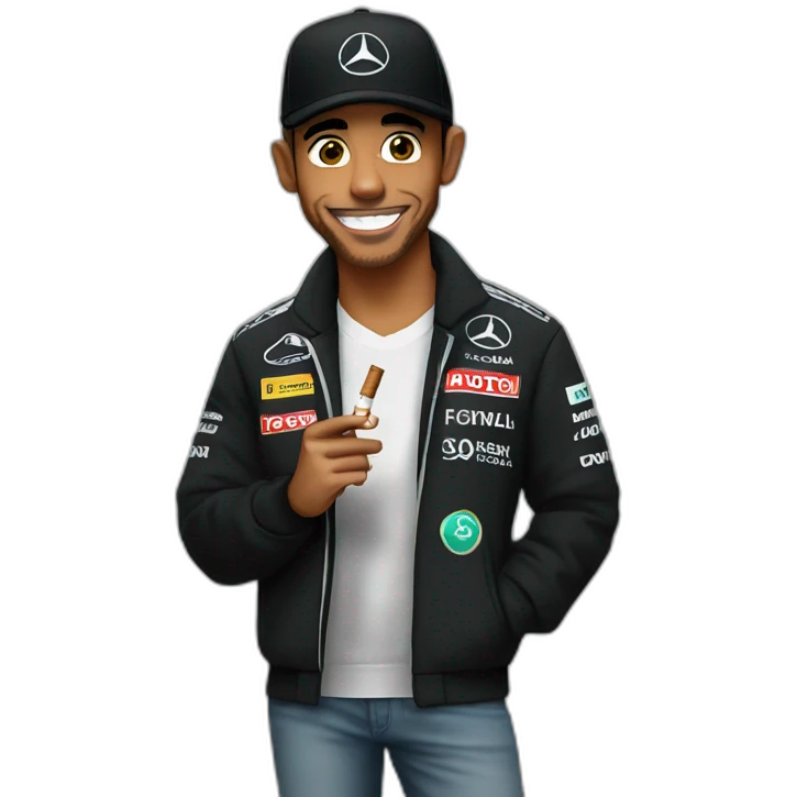 Lewis hamilton with a cigarette emoji