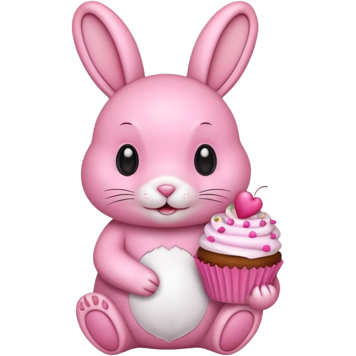 pink Rabbit with cupcake emoji