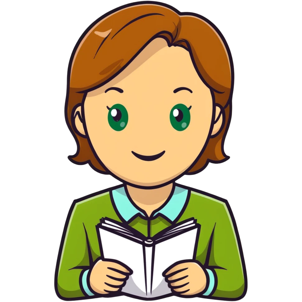 happy teacher with light brown hair and green eyes emoji