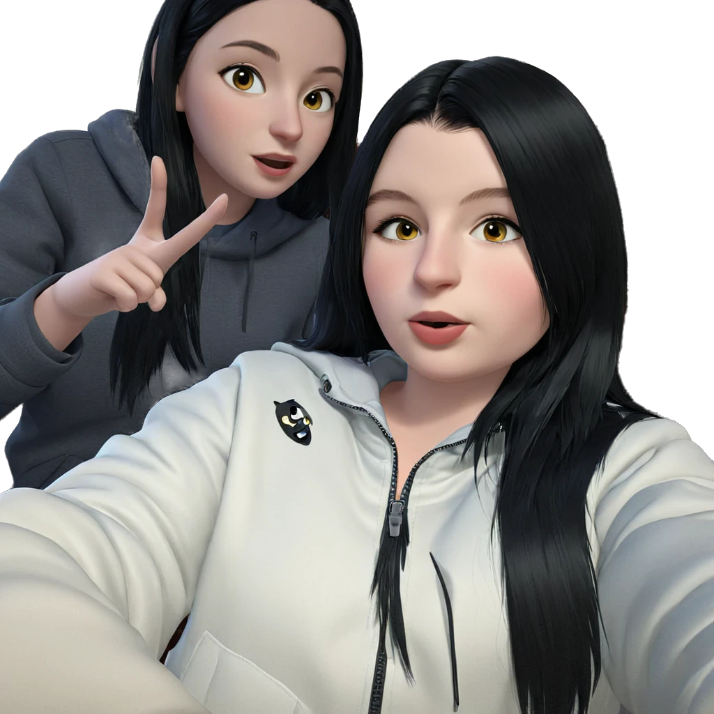 black haired girl in jacket emoji