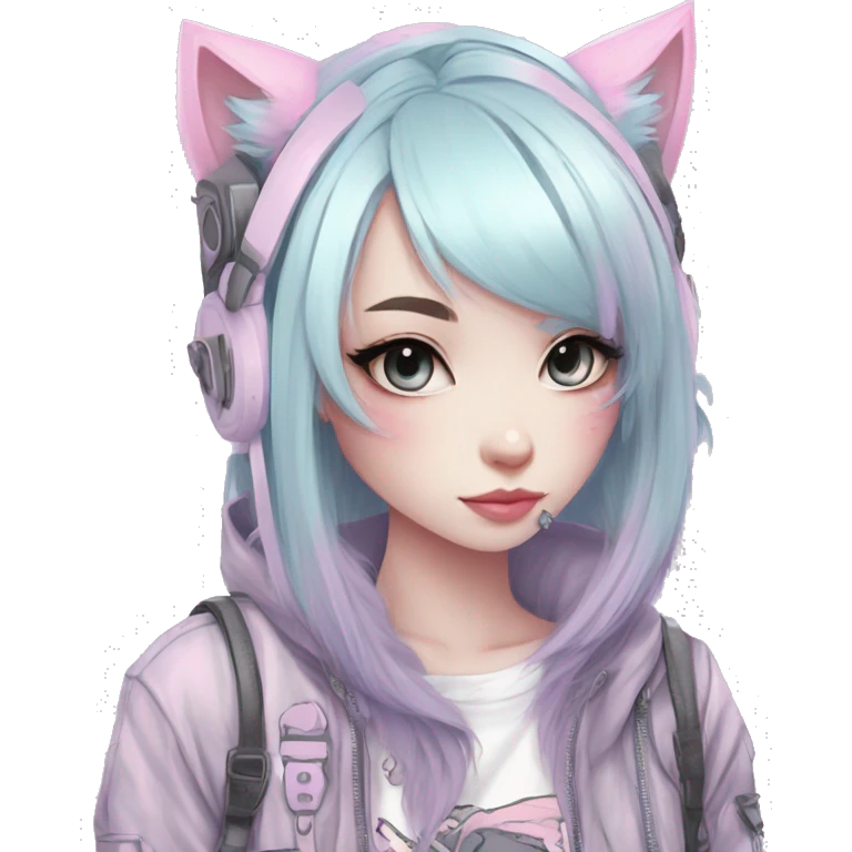 Edgy Kawaii Cute Cool Pastel Cartoon Beautiful Elegant Pretty Anime Punk Techwear Gothic Catgirl emoji