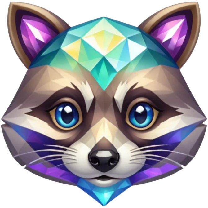 Diamond racoon face emoji