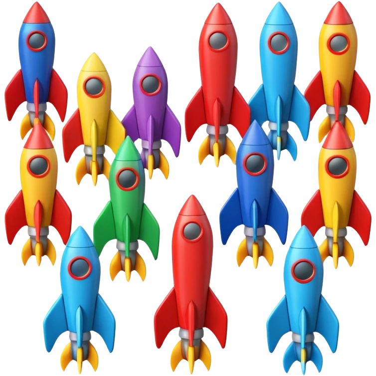 colored Toy Rockets emoji
