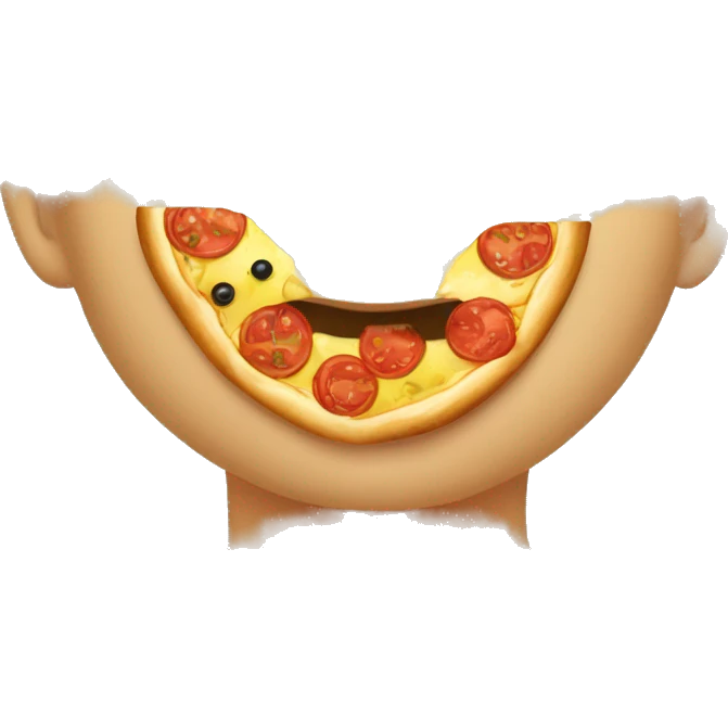 emoji classico rosto amarelo redondo comendo pizza emoji