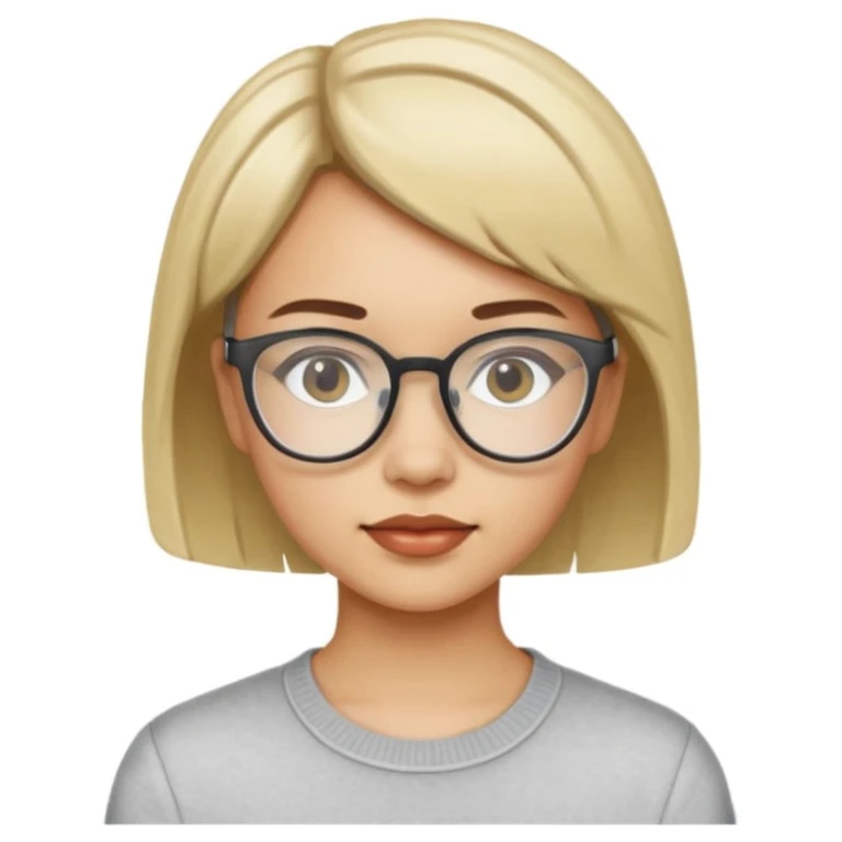 haz un emoji de una joven con pelo corto y lentes tipo 2014 transparente  emoji