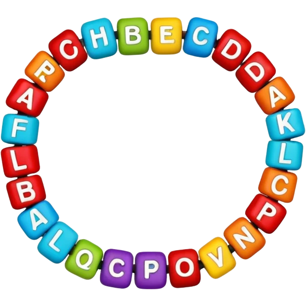 colourful beaded bracelet with alphabets emoji
