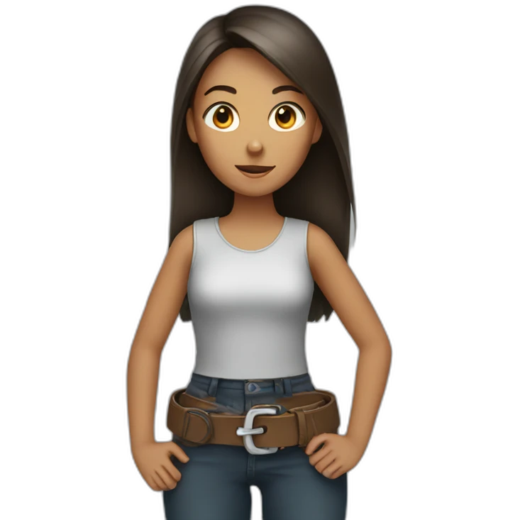 Girl holding belt in hand emoji