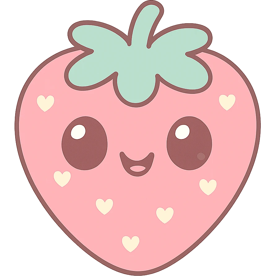 a strawberry with seeds, kawaii style emoji