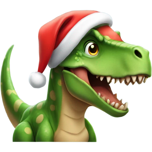 Dinosaur with santa hat emoji