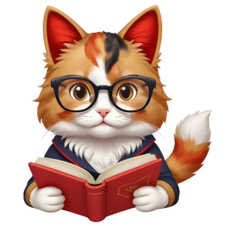 Girly cat reading a book with red alert sirens and rockets flying behind emoji
