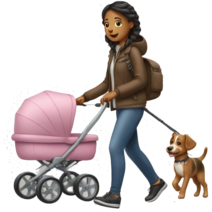 girl walking dog in a stroller emoji