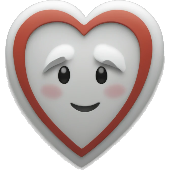 White heart at back and ring at front and center of the heart emoji