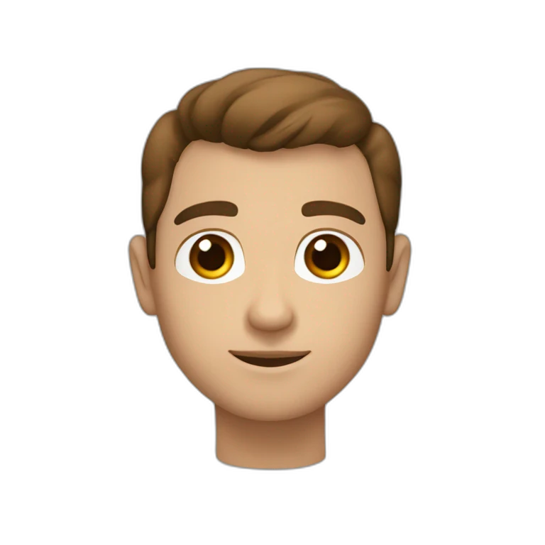 hombre joven de piel blanca, ojos marrones y tupé castaño emoji