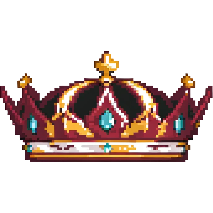 maroon crown with black, gold, and white accents, simple design, pixel art style emoji