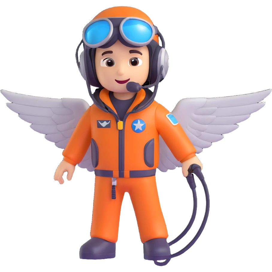 a rockstar pilot, microphone in hand, jet wings, spotlight emoji