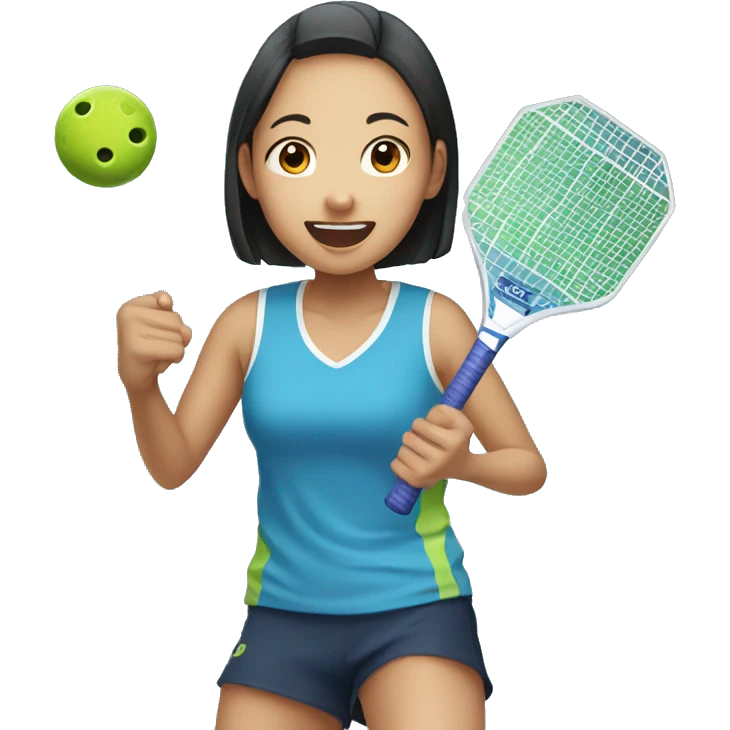 Asian girl is playing pickleball emoji