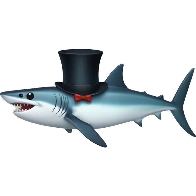 Shortfin mako with a top hat emoji