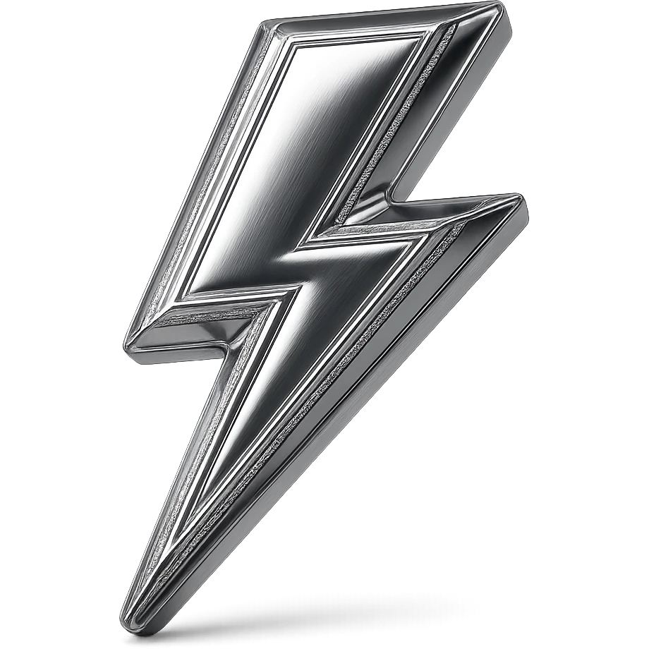 chrome lightning bolt, highly reflective and sleek emoji