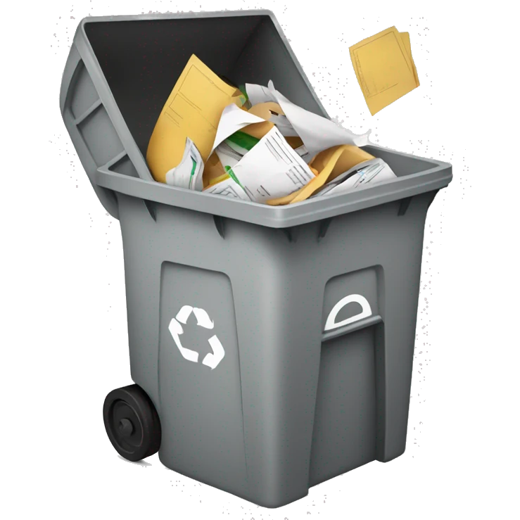 Document being thrown into garbage bin emoji
