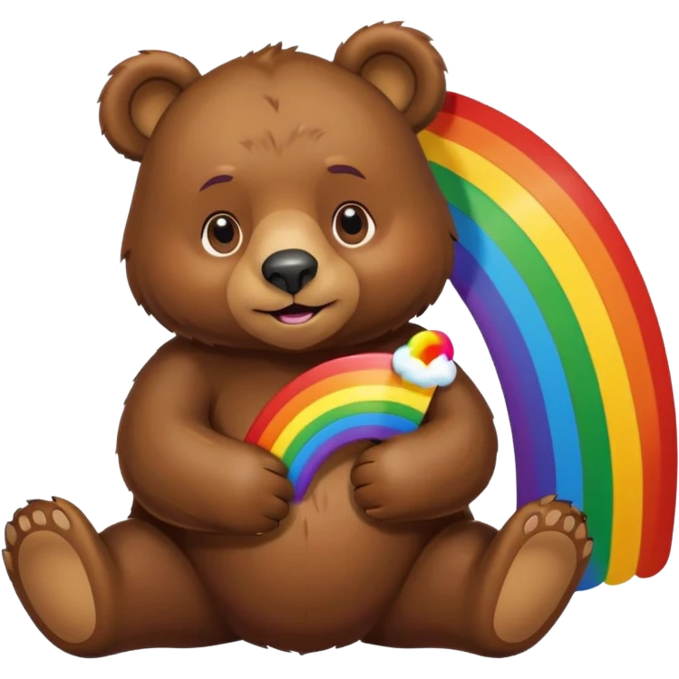 bear holding a rainbow emoji