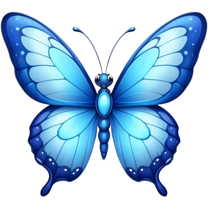 Cinematic Realistic Cute Blue Butterfly Portrait Emoji, Head tilted playfully and inquisitively, featuring beautifully patterned sapphire wings with intricate venation and a charming, petite body with round, sparkling eyes full of gentle curiosity, rendered with lifelike detail and warm natural highlights, high shine, affectionate and spirited, styled with a touch of whimsical garden magic, soft glowing outline, capturing the essence of a mischievous yet lovable blue butterfly that seems ready to flutter playfully into your arms! emoji