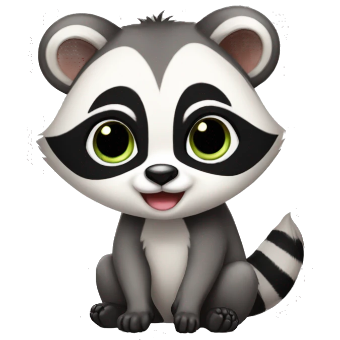 Cute raccoon-panda-lemur-hybrid full body emoji