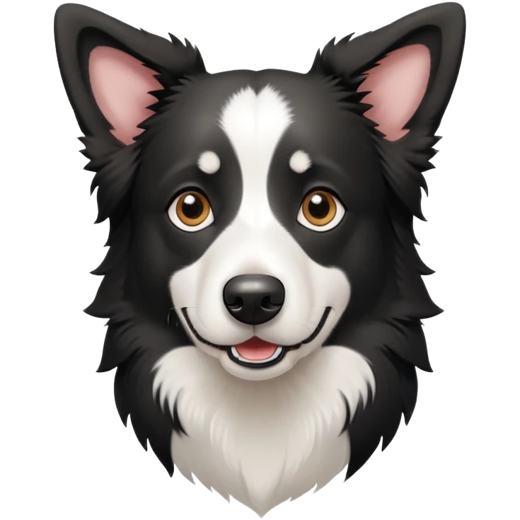 Black and white border collie shepherd dog with alert expression emoji