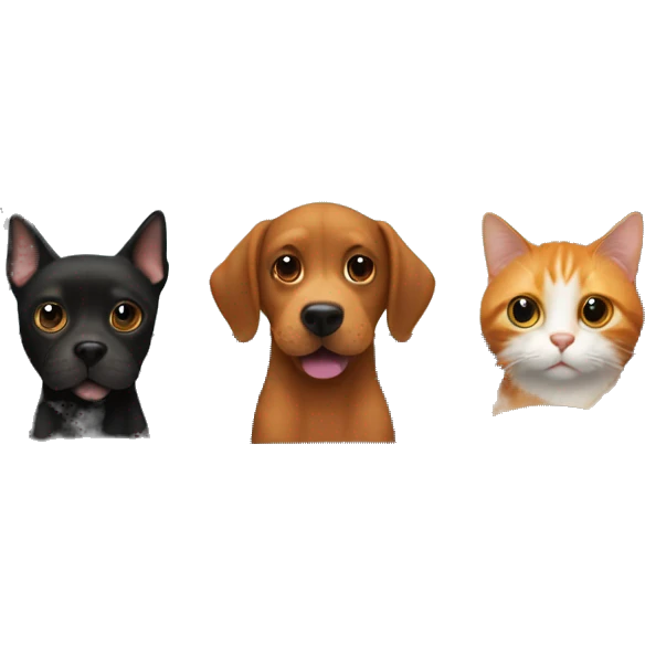 Black dog, brown dog and orange cat in a car emoji